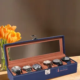 Kuber Industries Navy Blue 6 Slots -Wrist Watch Organiser-image-26