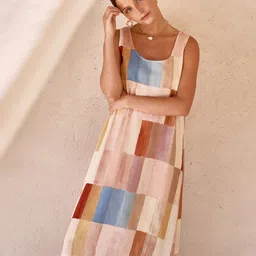 StyleCast x Revolte Colourblocked A-Line Midi Dress-image-51