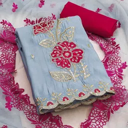 KALINI Embroidered Pure Silk Unstitched Dress Material-image-90
