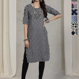 7Threads Women Ethnic Motifs Printed Gotta Patti Floral Crepe Kurta-image-74