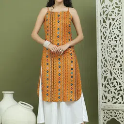 Jompers Floral Printed Sleeveless Straight Kurta With Palazzos-image-83