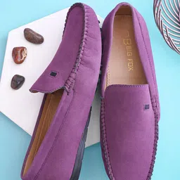 Big Fox Men Textured Suede Loafers-image-93
