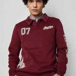 max Men Shirt Collar Printed Sweatshirt-image-55