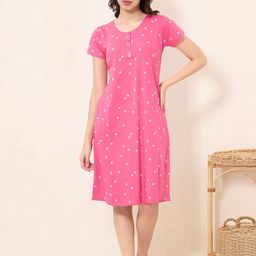 QUIRA Women Geometric Printed Knee Length Nightdress-image-18