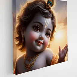Myntra Elegant Homes Purple And Black Kanha Printed Canvas Wall Art-image-23