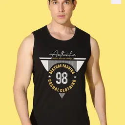 WOOSTRO Pack Of 2 Printed Combed Cotton Gym Vests VWS26(MORE WHITE)(98 BLACK)-image-62