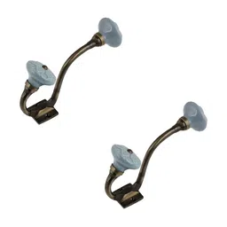 IndianShelf Grey 2 Pcs Wheel Ceramic Wall Hooks-3