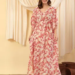 House of Kaftan Women V-Neck Georgette Kaftan Maxi Dress-image-37