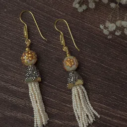 vivinia BY VIDHI MEHRA Gold-Plated Stones Studded & Beaded Spherical Shaped Drop Earrings-35