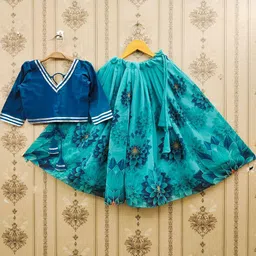 BAESD Girls Foil Print Ready to Wear Lehenga Choli-48