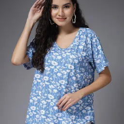 House Of Zelena Floral Print Cotton Top-image-8