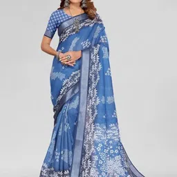 MUSKAN CREATION Floral Printed Zari Saree with Blouse Piece-picture-48
