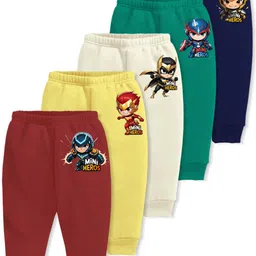 Minicult Infants Pack Of 5 Super Hero Printed Cotton Joggers-picture-16