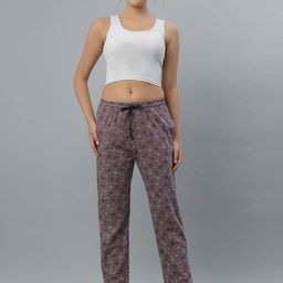 BLUWEEA Printed Cotton Mid Rise Lounge Pants-image-60