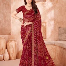 Reboot Fashions Bandhani Embroidered Saree-image-87