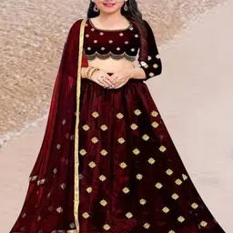 F Plus Fashion Girls Net Semi-Stitched Lehenga & Blouse With Dupatta-image-38
