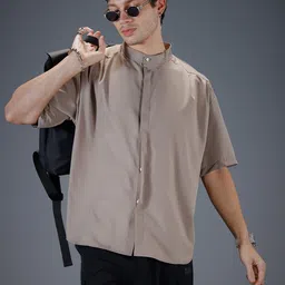 SOKO STREET Band Collar Opaque Relaxed Fit Casual Shirt-picture-35