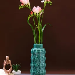 TAYHAA Pink 2 Pieces Freesia Artificial Flower With Pot-44