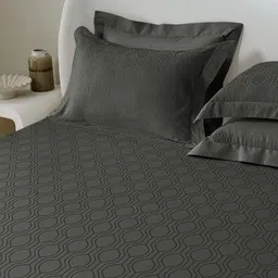 SANSAAR A DDECOR BRAND LIVE CONSCIOUSLY Grey Printed Cotton 3 Piece Bedding Set-picture-27