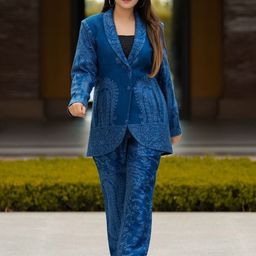 HOUSE OF KIRNA'S WITH LOGO OF HOK Paisley Printed Long Sleeves Blazer With Trouser-image-93