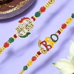 MEIRA JEWELLERY Set Of 2 Rakhi With Roli Chawal & Card-image-37