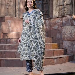 Stylum Women Floral Printed Regular Sequinned Kurta with Trousers & With Dupatta-12