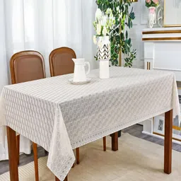 LooMantha Beige Geometric Printed Cotton 6-Seater Rectangle Table Cover-41