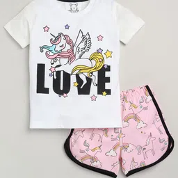 YK Girls Printed T-shirt with Shorts-picture-2