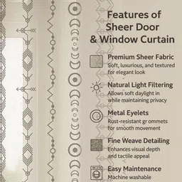STITCHNEST Grey & White Set of 3 Sheer Window Curtain image 3