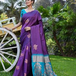ZILVIRA Ethnic Motifs Zari Silk Blend Kanjeevaram Saree-image-26