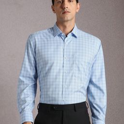 Luxure by Louis Philippe Checked Long Sleeves Cotton Formal Shirt-image-45