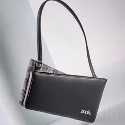 ZOUK Women Checked Baguette Shoulder Bag - Bombay Houndstooth-3