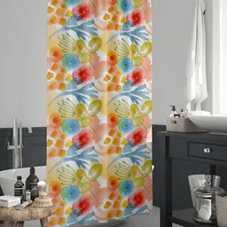 ArtzFolio Yellow & Blue Printed Waterproof Shower Curtain-image-14
