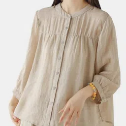 DressBerryWoman Mandarin Collar Cotton Top-picture-31