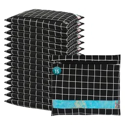 Kuber Industries Black & White 15 Pieces Checked Cotton Saree Cover Organisers-14