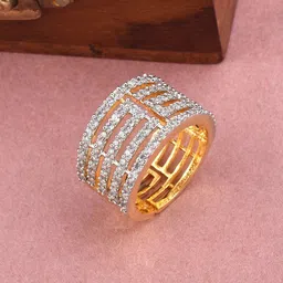 SHILLYN Gold-Plated American DiamondStudded Finger Ring-image-14
