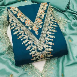 Mitera Embroidered Art Silk Unstitched Dress Material-image-31
