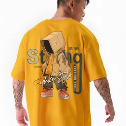 ANGERHOOD Graphic Bot Hip Hop Printed Drop-Shoulder Sleeves Oversized Cotton T-shirt-picture-3