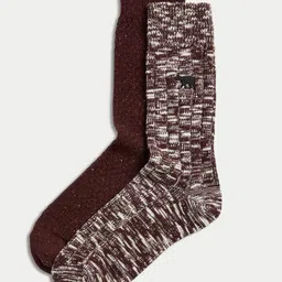 Marks & Spencer Men Pack Of 2 Patterned Calf-Length Socks-58