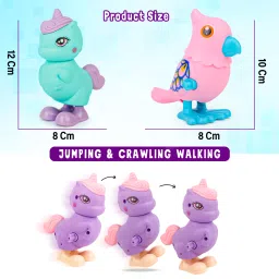 fiddlerz Wind-Up Unicorn and Bird Jumping Crawling Walking Toy Set for Kids (Pack of 2) Rattle image 3