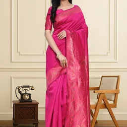 House of Pataudi Woven Design Saree With Blouse Piece-picture-34