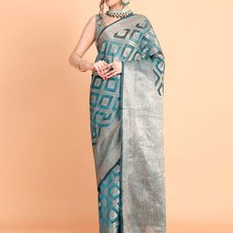 Areca Designer Ethnic Motifs Zari Organza Banarasi Saree-28