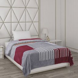 Monte Carlo Red & Grey Mild Winter Abstract Printed 500 GSM Single Bed Blanket-25