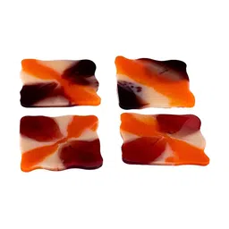 Krea 4Pcs Orange-Colored & Cream-Colored Printed Resin Art Coasters-23