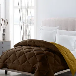 CHICERY Brown & Gold-Toned Geometric AC Room Single Bed Comforter-15