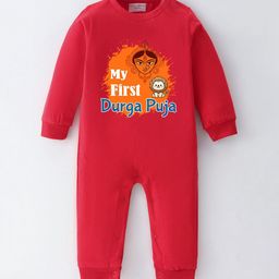 BLUSHES Infants Durga Puja Printed Pure Cotton Romper-picture-9