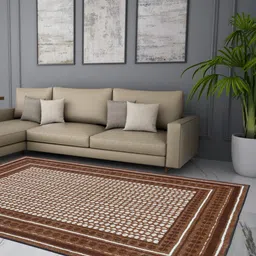 Welspun Brown & White Geometric Anti-Skid Carpet-image-51