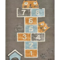 saraswatii global Little Grey & Brown Geometric Printed Tufted Woollen Carpet image 4