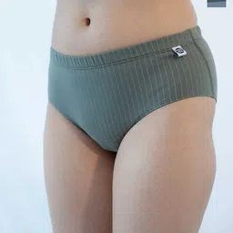 Wear Equal Oregano and Pesto Pack Of 2 Striped Mid-Rise Hipster Briefs 003/BA/P2/GreenStri-picture-8