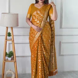 FLOURIOUS Woven Design Zari Pure Georgette Banarasi Saree-picture-27